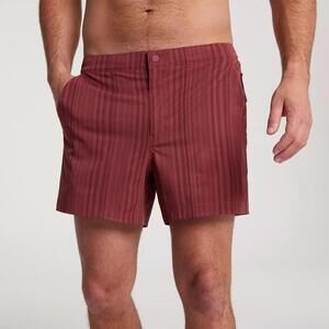 VRST Men's 5” Resort Short, Large, Desert Rust Calm Stripe Red